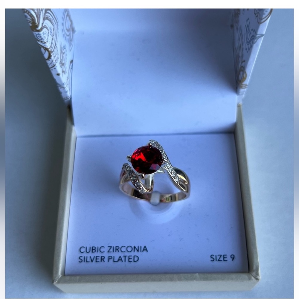Charter Club Silver Plated Cubic Zirconia Size 9 Ring and Size 6